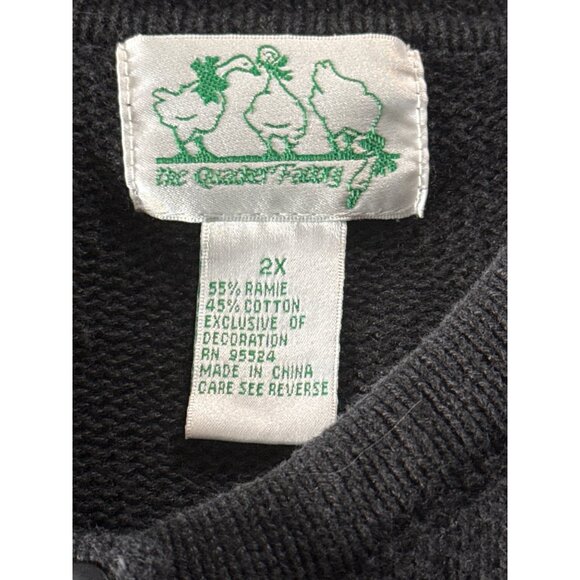 The Quacker Factory Star-Embroidered Black Cardigan Sweater Size 2X - Picture 4 of 6